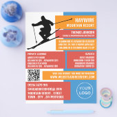 Skier Silhouette, Ski/Snowboarding Lessen/klassen Flyer (Enkel)