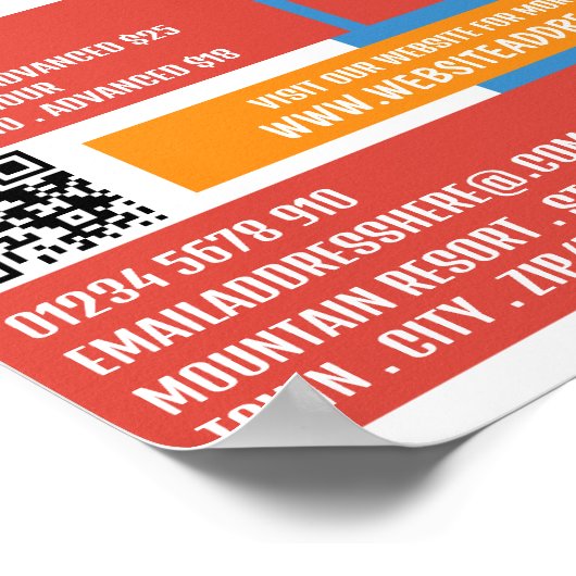 Skier Silhouette, Ski/Snowboarding Lessen/klassen Poster (Hoek)