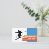 Skier Silhouette, Skier & Snowboarder Instructor Visitekaartje (Staand voorkant)
