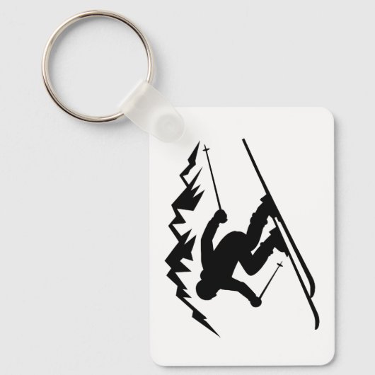 Skier Silhouette Sleutelhanger (Voorkant)
