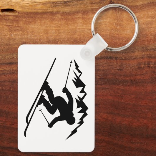 Skier Silhouette Sleutelhanger (Achterkant)