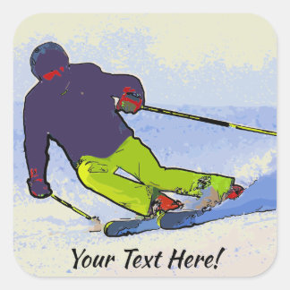 Skier Silhouette Vierkante Sticker