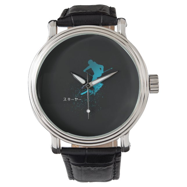 Skier, Ski, Japans Horloge (Voorkant)
