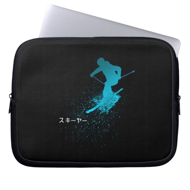 Skier, Ski, Japans Laptop Sleeve (Voorkant)