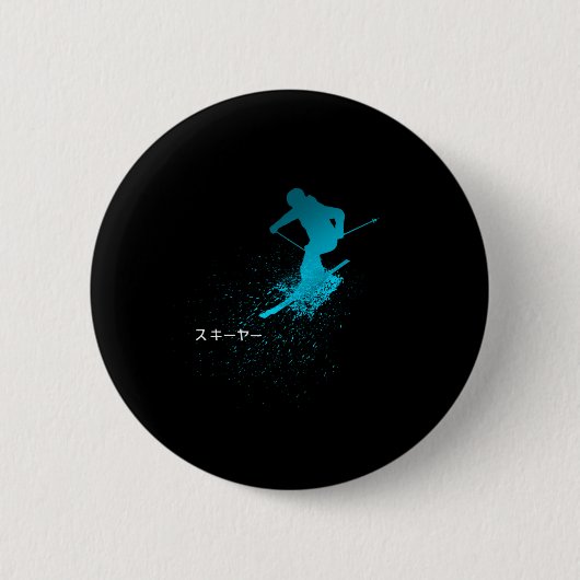 Skier, Ski, Japans Ronde Button 5,7 Cm (Voorkant)