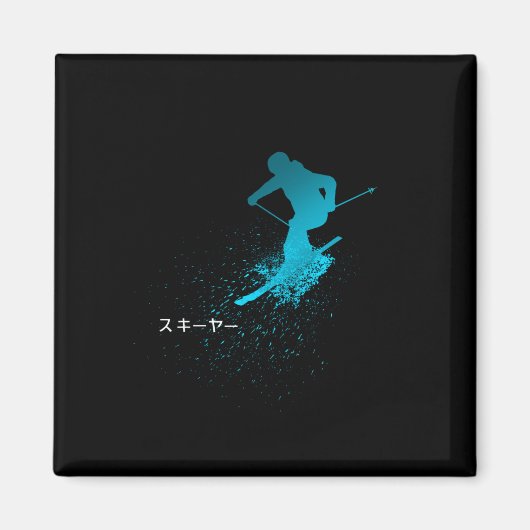 Skier, Ski, Japanse Magnet (Voorkant)