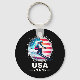 Skiër Ski Usa Team 2026 Skien Amerikaanse Vlag Vro Sleutelhanger