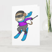 Skiër Skiën Apen Kaart (Voorkant)