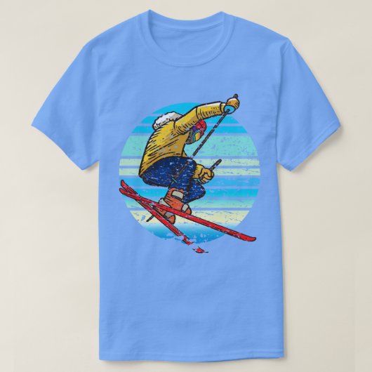 Skier Skiing Retro T-shirt (Design voorkant)