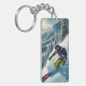 Skier Skiing Sleutelhanger (Voorkant Links)