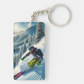 Skier Skiing Sleutelhanger (achterkant)