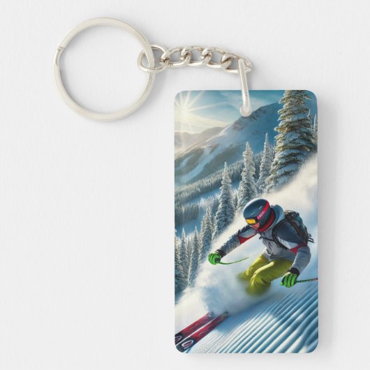 Skier Skiing Sleutelhanger (Voorkant)