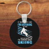 Skiër - Skirijder - Skiën Sleutelhanger (Voorkant)