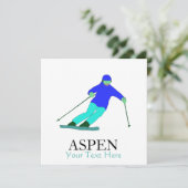 Skiër Sneeuw Skien Ski Feest Aspen Aangepaste Teks Kaart (Staand voorkant)