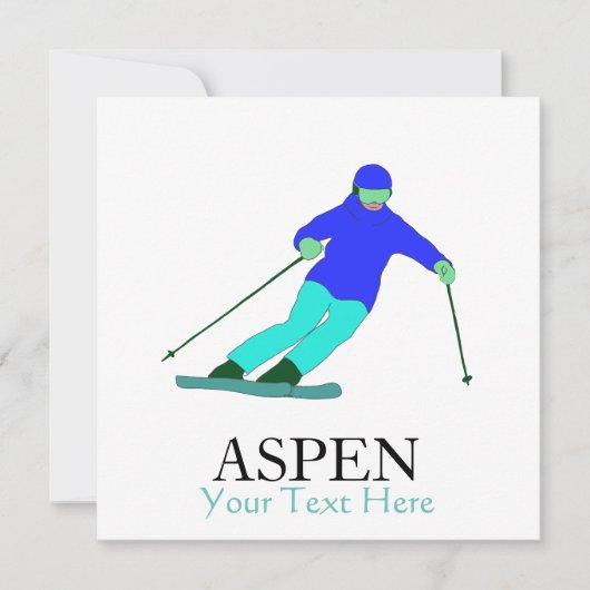 Skiër Sneeuw Skien Ski Feest Aspen Aangepaste Teks Kaart (Voorkant)