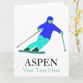 Skiër Sneeuw Skien Ski Feest Aspen Aangepaste Teks Kaart (Gele Bloem)