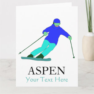 Skiër Sneeuw Skisport Ski Feest Aspen Aangepaste T Kaart