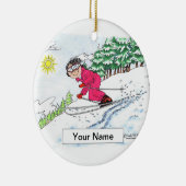 Skier, sneeuw - Vrouw Keramisch Ornament (Rechts)