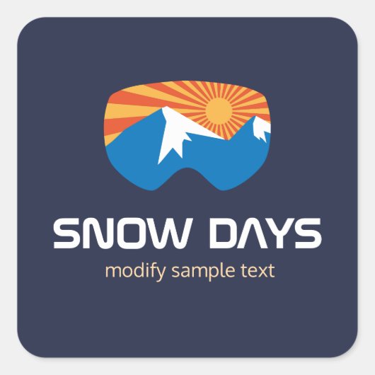 Skier Snow Goggles Skiing Mountain Visitekaartje Vierkante Sticker (Voorkant)