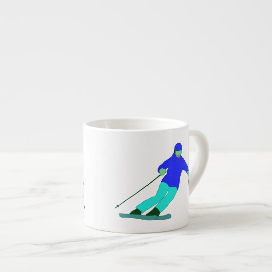 Skier Snow Skiing Espresso Kop (Voorkant rechts)