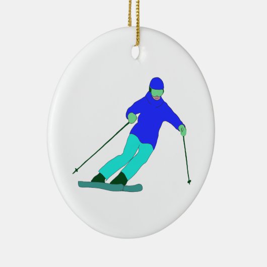 Skier Snow Skiing Keramisch Ornament (Rechts)