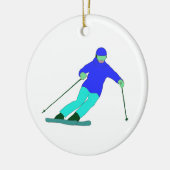 Skier Snow Skiing Keramisch Ornament (Links)