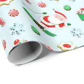 Skier Snow Skiing kerstfeestdag cadeau Cadeaupapier (Rol Hoek)