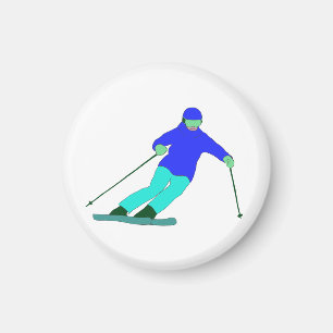 Skier Snow Skiing Magneet