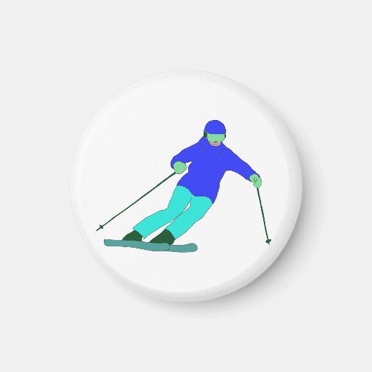 Skier Snow Skiing Magneet (Voorkant)