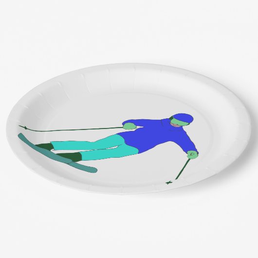 Skier Snow Skiing Papieren Bordje (Gekanteld)