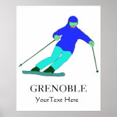 Skier Snow Skiing Party Custom Grenoble Poster (Voorkant)