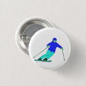 Skier Snow Skiing Ronde Button 3,2 Cm (Voorkant /achterkant)