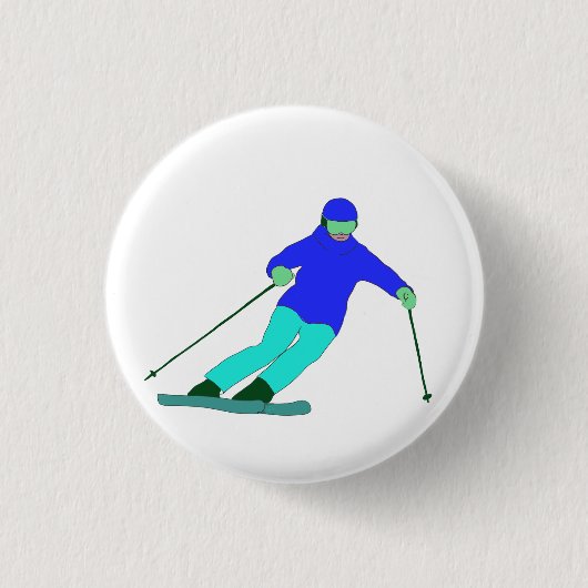 Skier Snow Skiing Ronde Button 3,2 Cm (Voorkant)