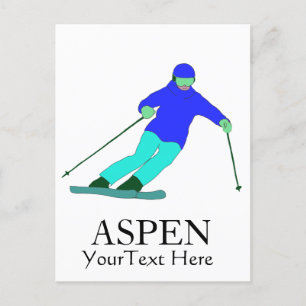 Skier Snow Skiing Ski Party Aspen Custom Text Briefkaart