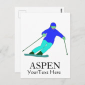 Skier Snow Skiing Ski Party Aspen Custom Text Briefkaart (Voorkant / Achterkant)