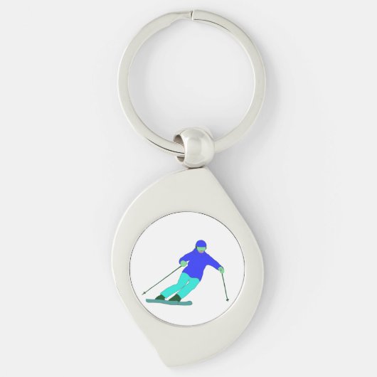 Skier Snow Skiing Sleutelhanger (Voorkant)