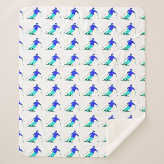 Skier Snow Skiing Winter Vacation Sherpa Deken (Voorkant)