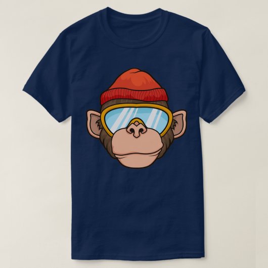 Skier Snowboard Skiing Monkey Head Lover Gift T-shirt (Design voorkant)