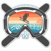 Skiër Snowboarder De Bergen Riepen Sticker (Voorkant)