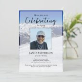 Skier Snowboarder Life Celebration Photo Funeral Kaart (Staand voorkant)