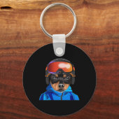 Skier Speelgoed Fox Terrier Snowboarding Pocket Sleutelhanger (Voorkant)