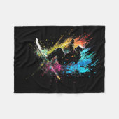 Skiër Splash Art Freestyle Skiën Retro Ski Fleece Deken (Voorkant (Horizontaal))