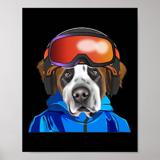 Skiër St. Bernard Snowboarding Pocket Poster (Voorkant)