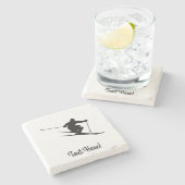 Skier Stenen Onderzetter (Zijkant)