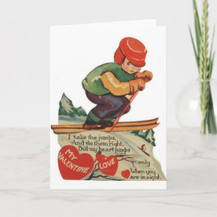  Skier Valentijnsdag Card Feestdagen Kaart