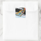 SKIËR VIERKANTE STICKER (Tas)