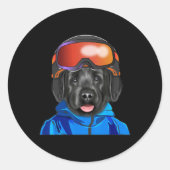 Skiër Zwarte Russische Terrier Snowboarden Hond vo Ronde Sticker (Voorkant)