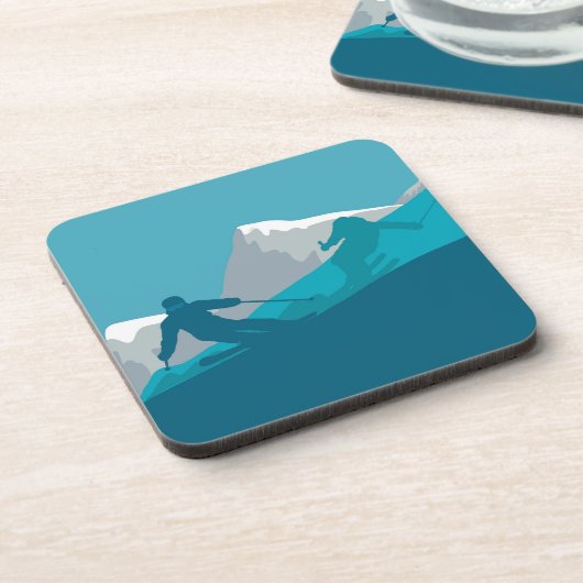 Skiers Alpine Skiing Downhill Races Bier Onderzetter (Linkerzijde)