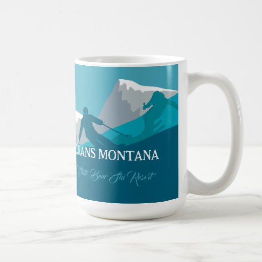 Skiers Alpine Skiing Montana Custom Text Koffiemok (Rechts)