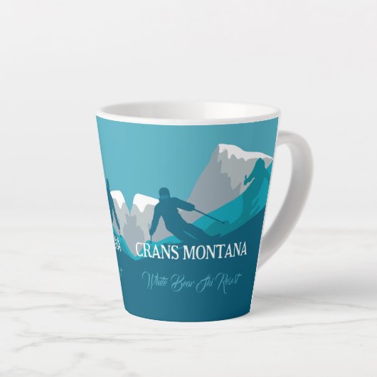 Skiers Alpine Skiing Montana Custom Text Latte Mok (Rechterhoek)